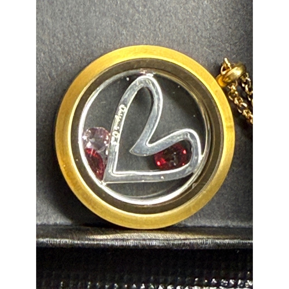 Origami Owl Gold Tone Heart Locket Charm Necklace - Custom Jewelry‎